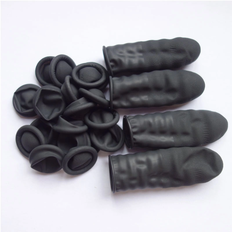 ESD Black Latex Finger Cots Surface Textured Anti-Slip