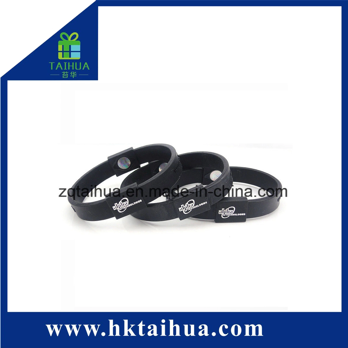 Custom Rubber Wrist Bands Embossed Silicone Bracelet (TH-band014)