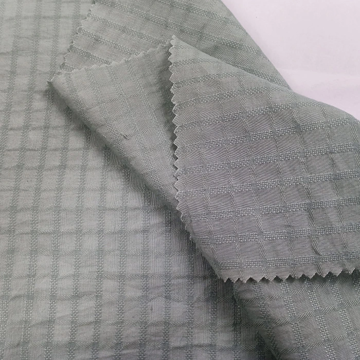 High quality/High cost performance  Plaid Style with Lightweight Soft Touch Bright Jacquard Fabric 113GSM Cotton Hemp Silk Blend Fabrics Color Can Be Customed