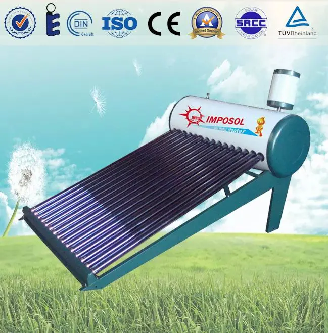 Calentador de agua solar de tubo de vacío no presurizado de 80L-300L de energía solar.