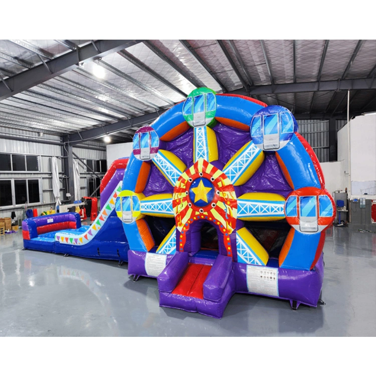 Outdoor Inflatable Combo Bouncer with Slide Rainbow Bouncer Colorful Bounce Castle