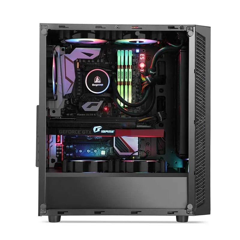 ATX MID Tower Tempered Glass 240 Water Cooler 8 Fan Position Desktop Computer Case