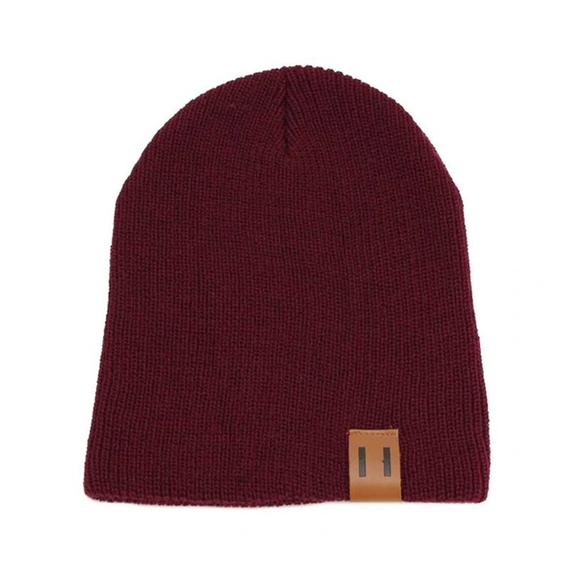 Dropshipping Leather Label Knitted Woolen Ear Protection Warm Cap