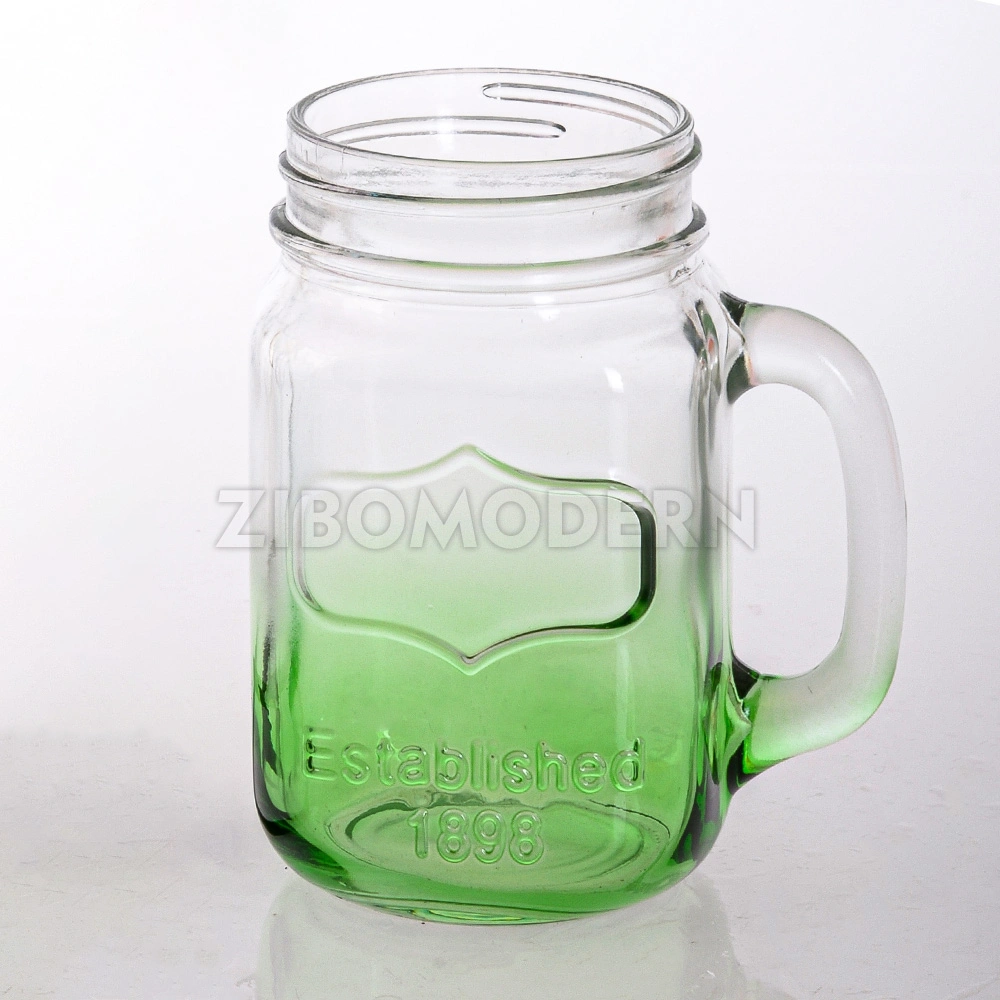 16 Oz Fashion Cold Drink Mason Cup Rack Straw Lid Glass Wholesale/Supplier Mason Jar Mugs