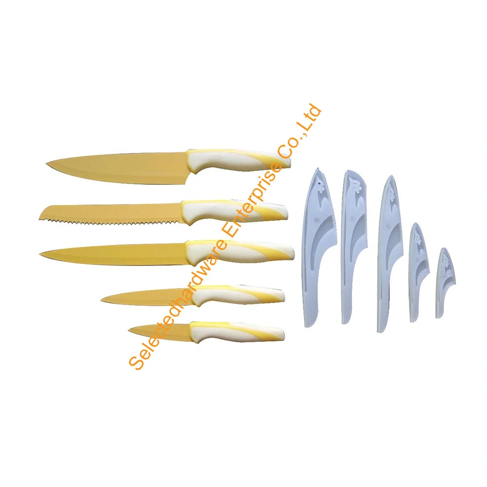 5-Piece Coating Cooking Knife Set with Blade Guards