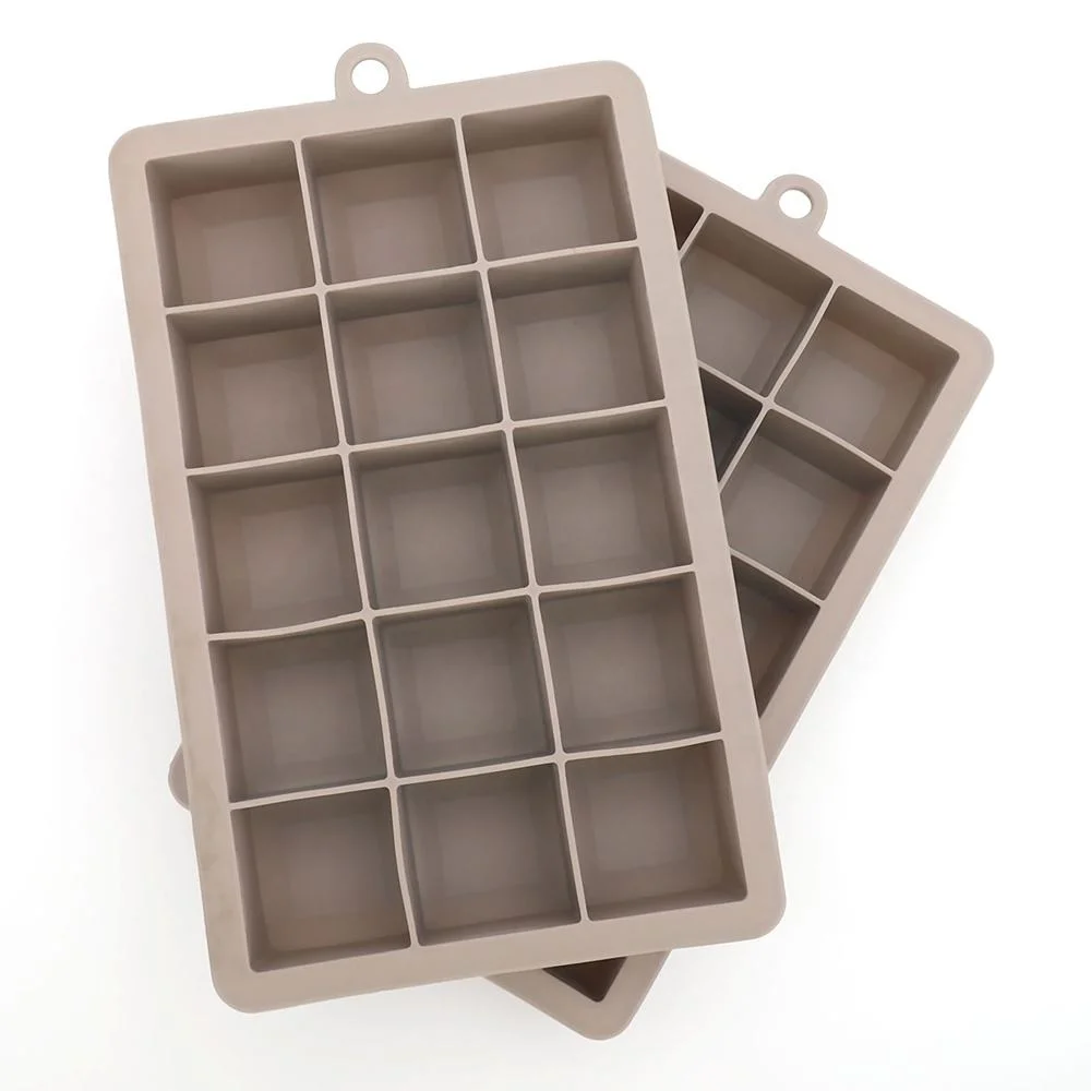 Commerce de gros DIY Handmade Cuisine 15 PCS réutilisables en silicone carrés bac à glaçons moule