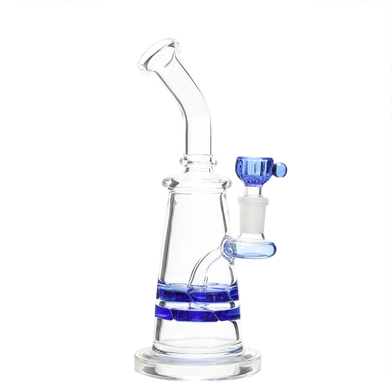 Jiju Glass Smoking Water Double Recycler Slitted Donut Perc Pipe DAB Rig Oil Water Pipe