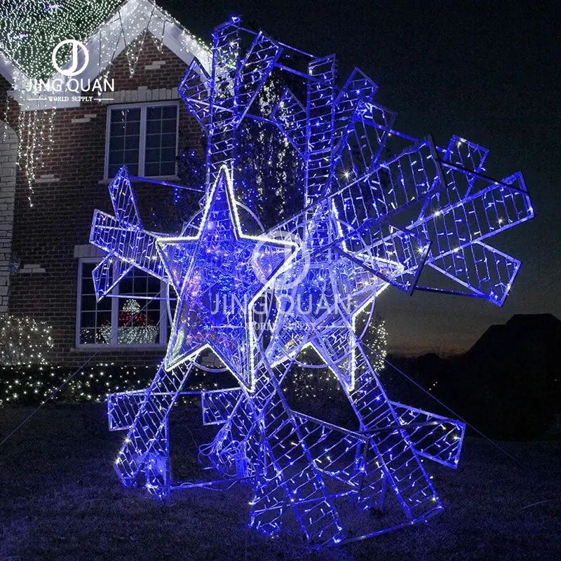 Floor-Standing Christmas Lights LED Snowflake Motif Lights Customized Illuminated Park Decoration Fashion Design Lamp