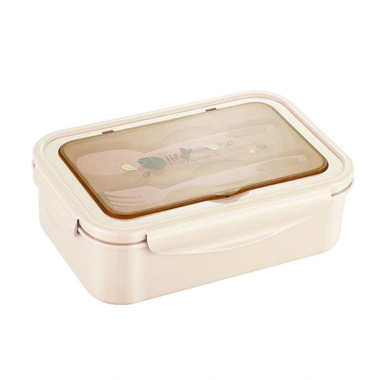 Double Tiers Plastic Lunch Box Reusable with Tableware for Adults Children