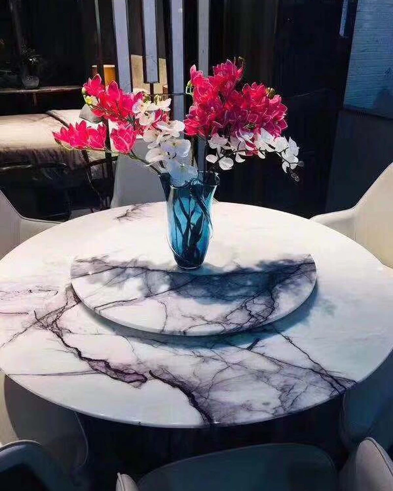 China Natural Lilac White Marble Sstone for Round Dining/Coffee Table Flooring/Wall/Countertop