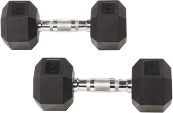 Wholesale/Supplier Fitness High quality/High cost performance  Black Hexagonal Rubber Coated Dumbbell