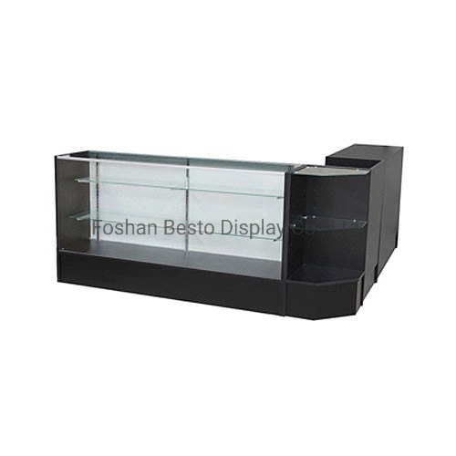 60'' Melamine Laminate Finish Glass Cash Counter with Glass Shelf for Retail Shops Display, Decoration