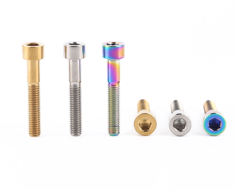 Pernos de bicicleta M6*20mm Titanium Bolt Factory TI GR5 TC4 Handlebar Tornillo DIN Gold Rainbow PVD Coating TI pernos