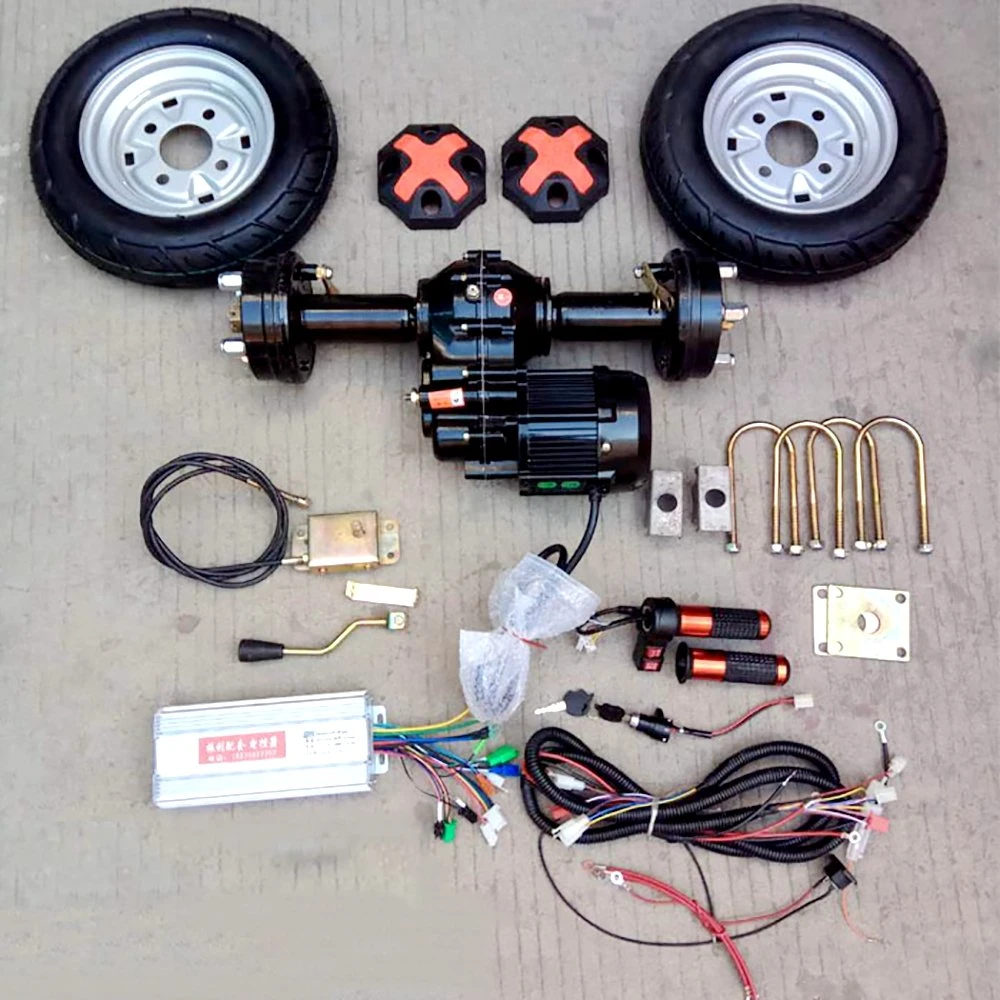 Electric Tricycle Four-Wheeled Modified Vehicle Assembly 60V 1000W 1200W Complete Drum Brake Rear Differential Axle