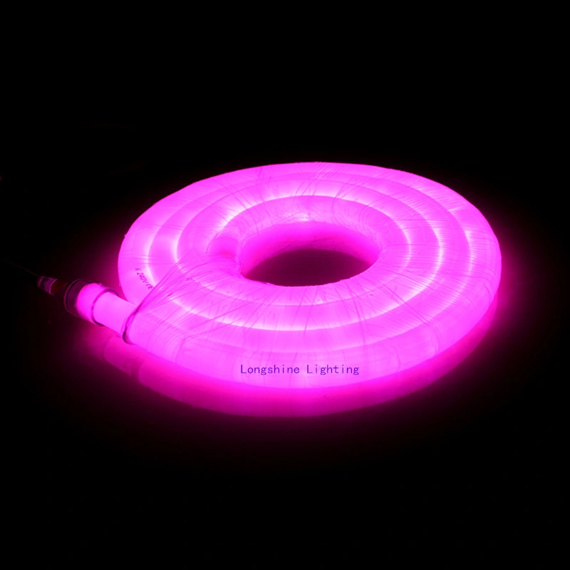 24V de 360 grados de LED de color rosa brillante luz de neón para decoración de exteriores