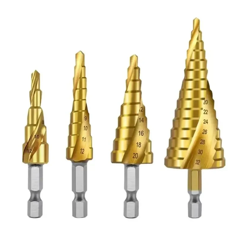 Wholesale/Supplier Gushi High quality/High cost performance  Titanium Nitride Coated Steel Carbide Wood Step Drill Bits Set