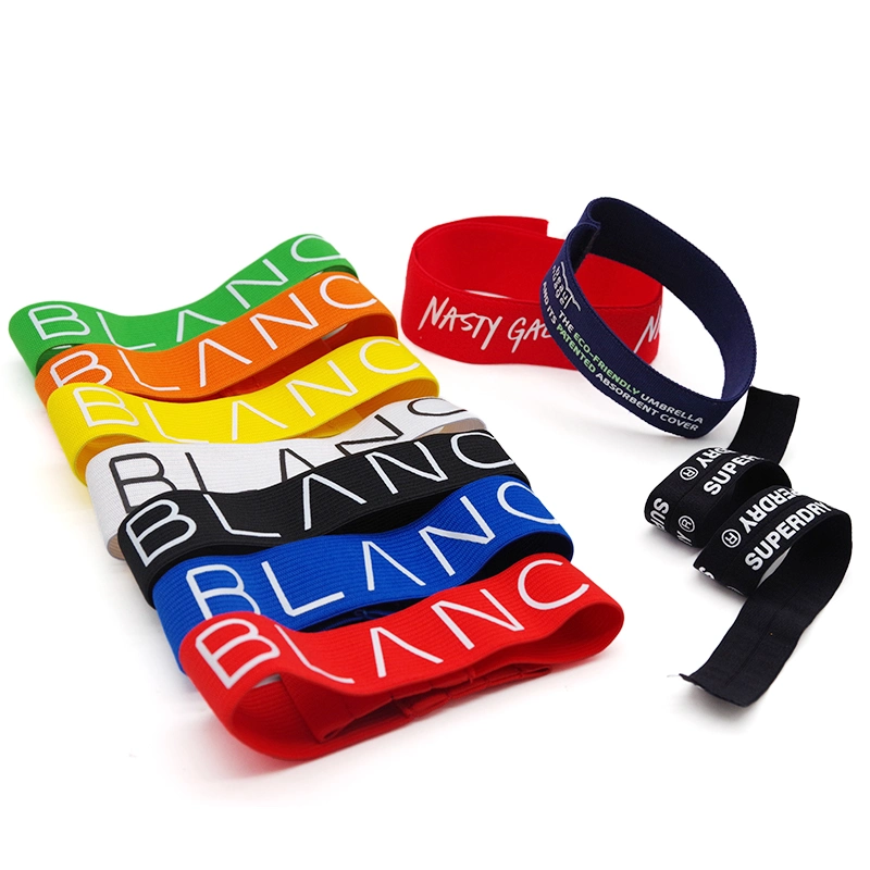 Durable Nylon Polyester Custom Logo Elastic Webbing