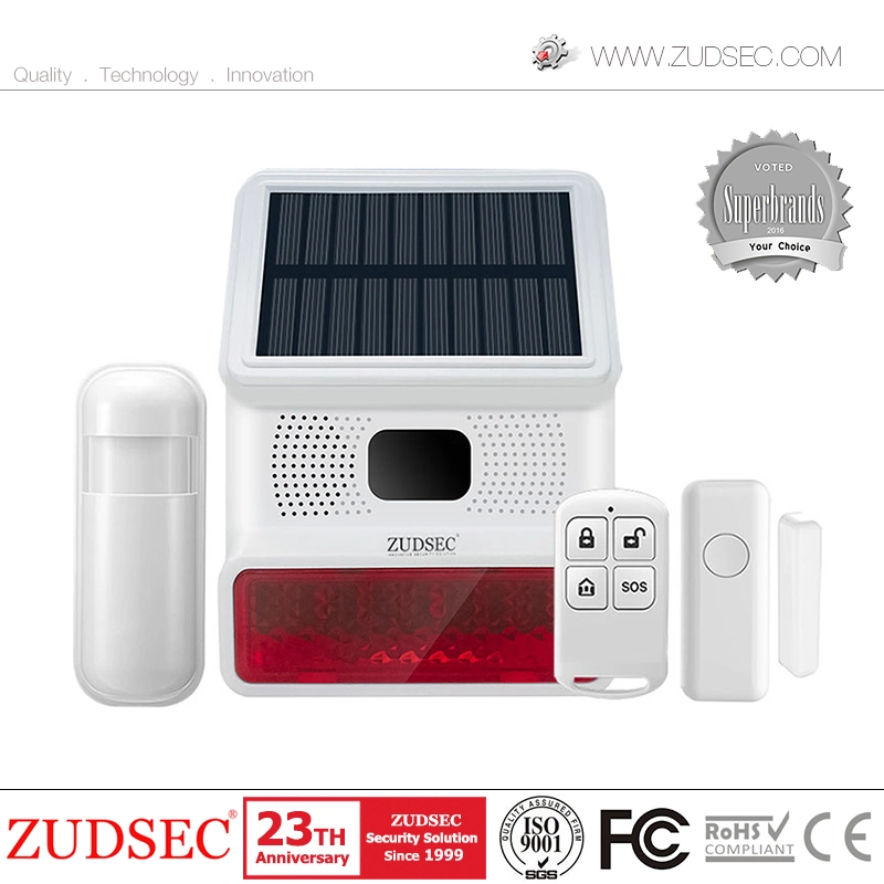 Home Security Wireless Outdoor Solar Power Alarm System mit Blitz Solarsirene