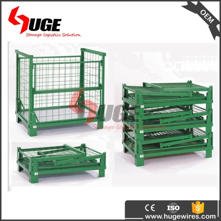 Lockable Color Custom Roll Metal Wire Mesh Cage Material Logistics Carts Pallet Container