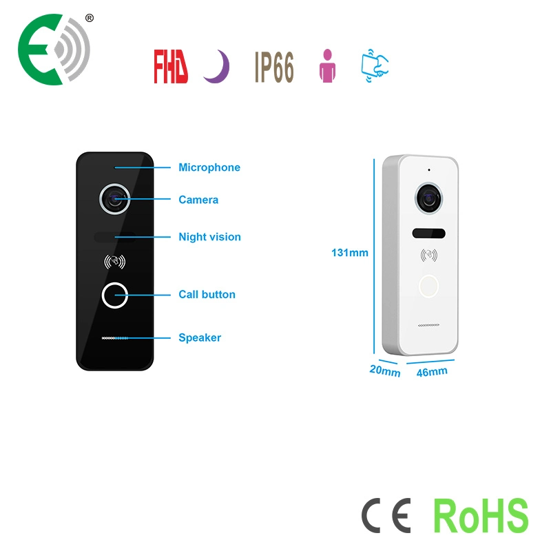 4 Fios de acesso WiFi 1080P 10.1"Botões Touch Smart Doorphone intercomunicação com delicado Campainha suporta o desbloqueio de cartão