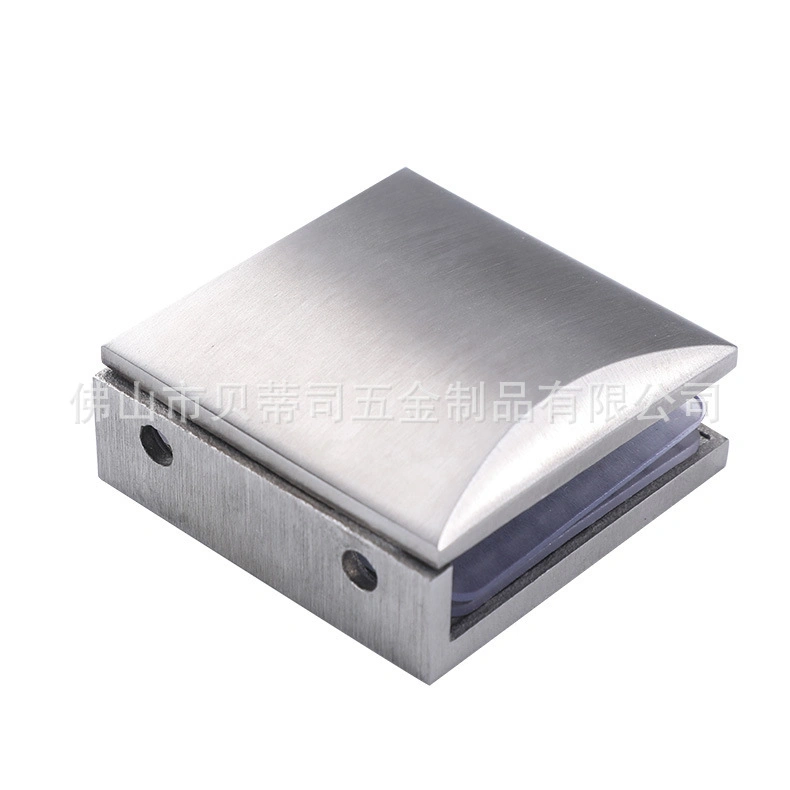 Brushed-Stainless Finish Square Clamp Bracket Retaining Clip Patch Fitting for Shower Enclosure