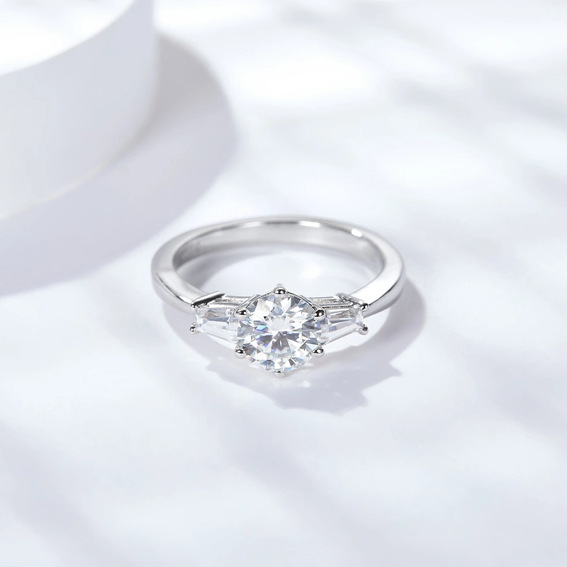 Moissanite женские кольца классические лестницы площади S925 разорванные покрытием Gold