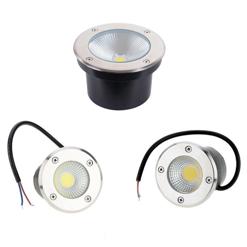 Piso exterior de aço inoxidável IP67 LED COB de 3 W à prova de água, com instalação embutida Luz de paisagem de jardim