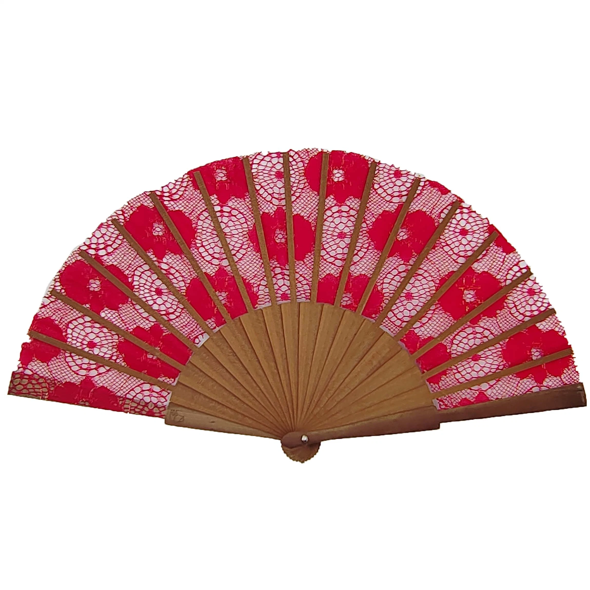 Customize Lace Hand Fans of Various Colors Wood/Plastic Ribs and Lace Fabric Hand Fan for Women