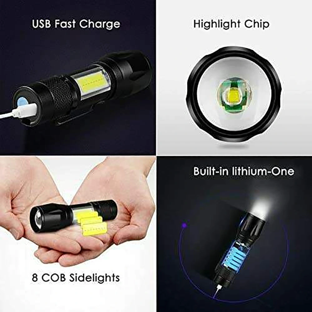 Super Bright Handheld Pocket with COB Side Searchlight High Lumens LED Flashlight