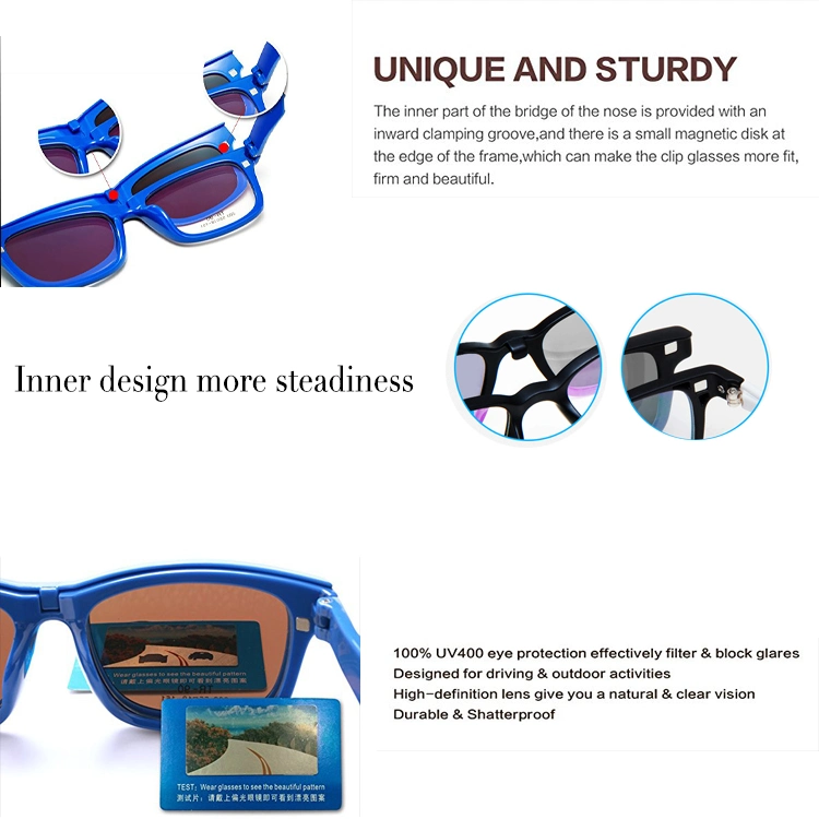 UV400 Flexible Hinge Clips on Magnetic Sunglasses for Kids Student