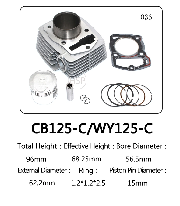 Pièces de moto Accessoires de moto Kits de cylindre pour Honda CB125/C WY125/C E-STORM 56,5 mm