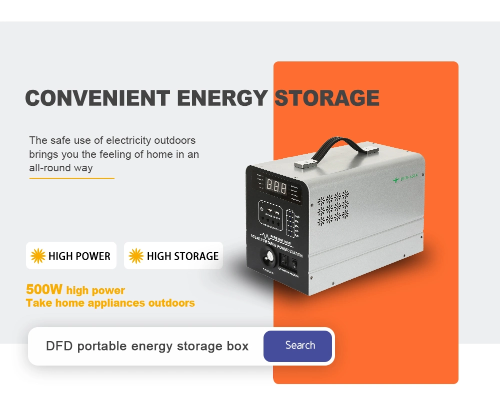 500W l'énergie solaire de stockage de station d'alimentation Portable Batterie solaire rechargeable