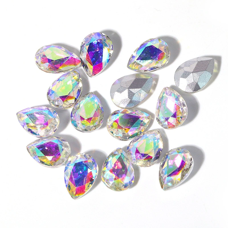 Glass Teardrop Pointback Chatons Rhinestones for Wedding Dress Garments Bag Accessories