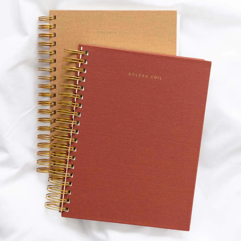 Custom Printing Logo Linen Fabric Planner Student Stationery Spiral Binding Notebook