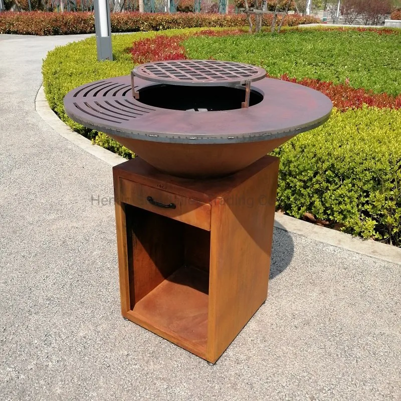 Serviço pesado barbeque exterior de aço corten Metal fire pit Churrasqueira