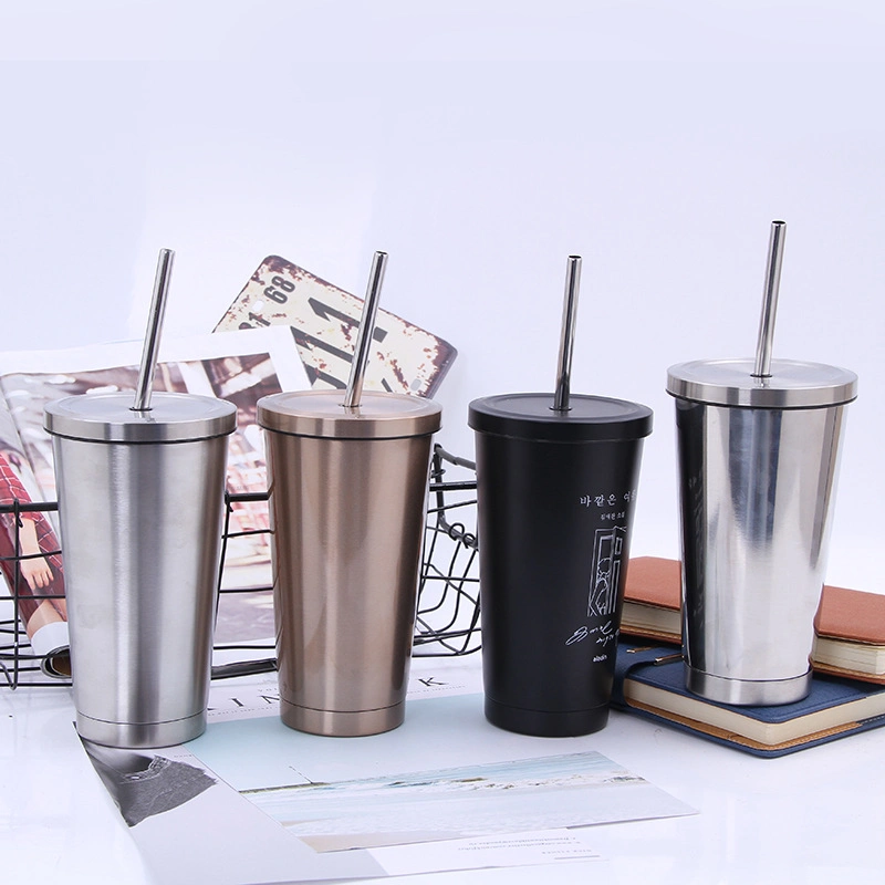 Promotion Modern Jurney Travel Mug with Straw Vacuum Insulated Tumbler Flask 18/8 Stainless Steel Hydro Thermos Cup