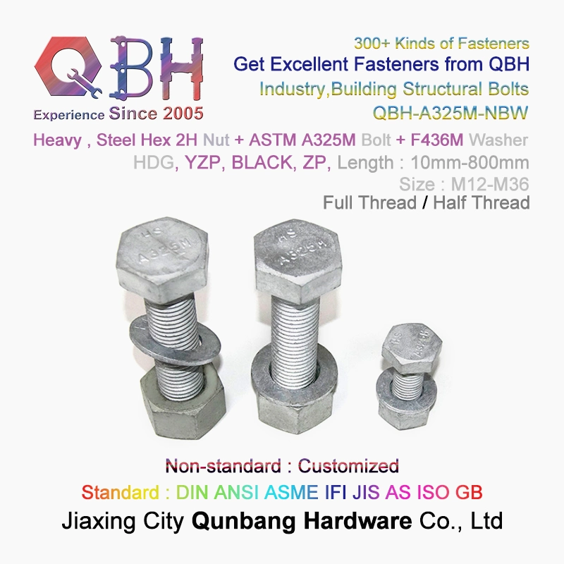 Qbh ASTM A325 A325m Steel Structure Structural Joints Mating I-Beams Scaffolding Heavy Hexagonal Hexagon Hex Bolt Nut Industry Building Construction Key Fitting