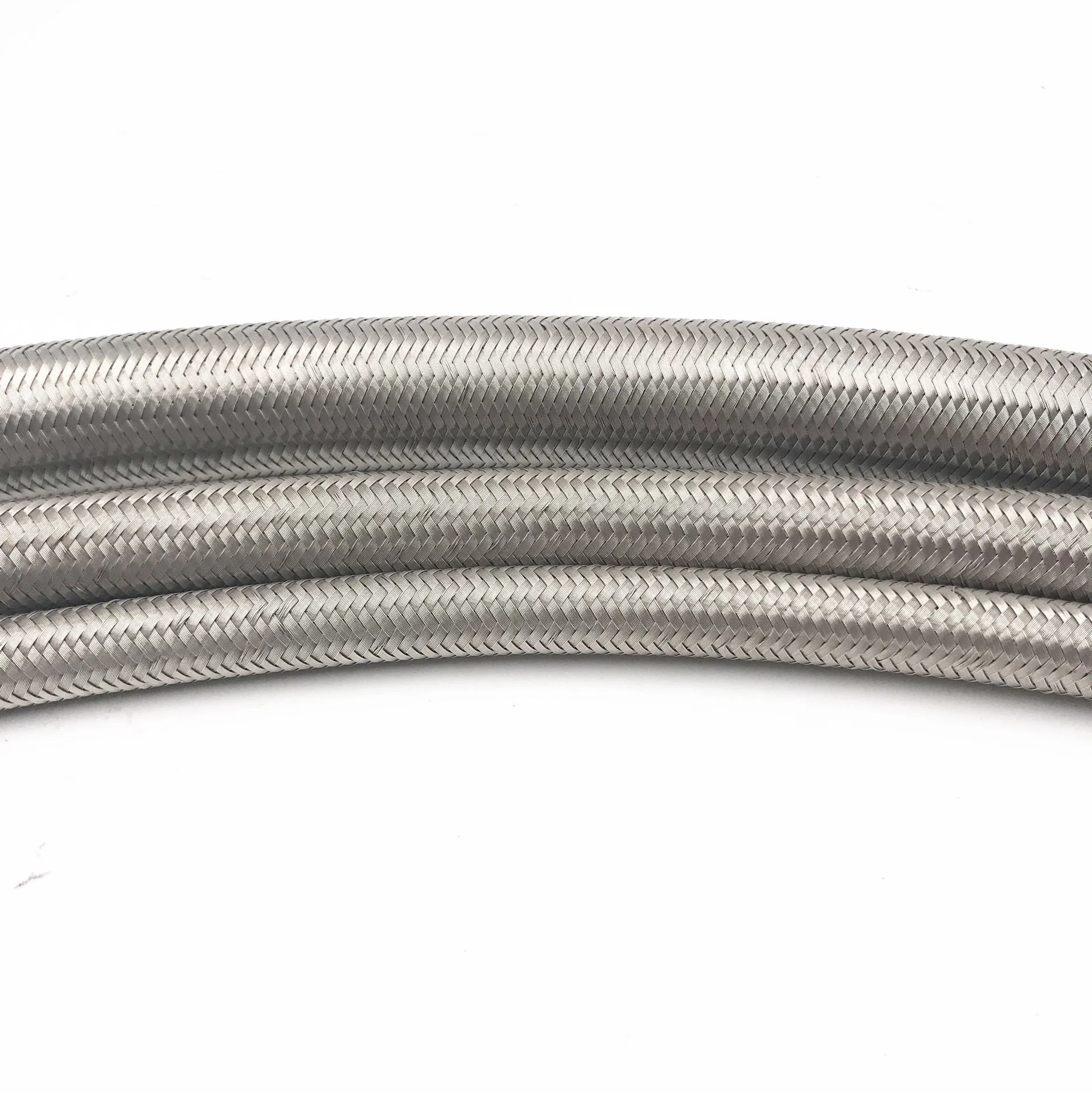 AN4 1 mètre un flexible de carburant de course en acier inoxydable tressé Tuyau de flexible de conduite de carburant de frein en PTFE argent