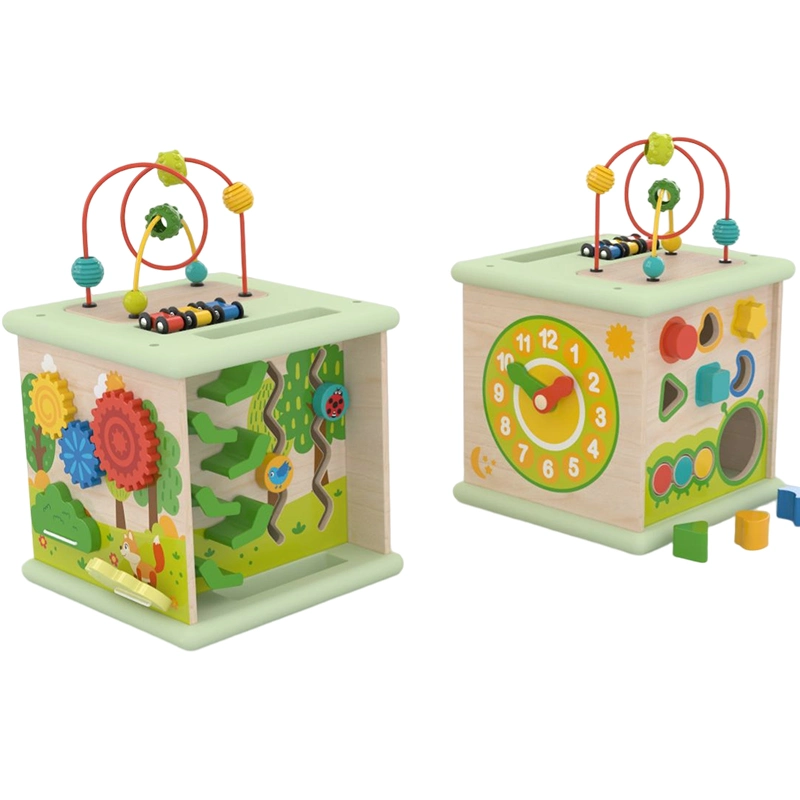 Wooden Bead Maze Kids Play Educational Large Activity Cube