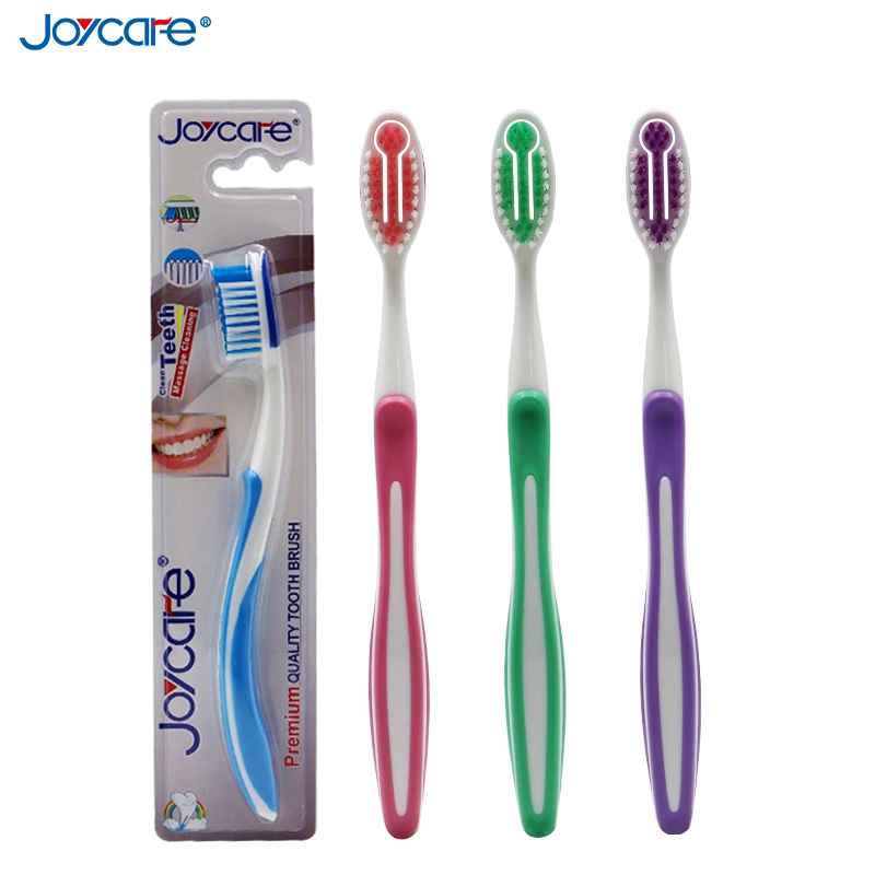 Travel/Home/Hotel Use Adult Tooth Brush Cross Action Bristles Teeth Massage Cleaning Toothbrush with Tongue Cleaner/Scraper