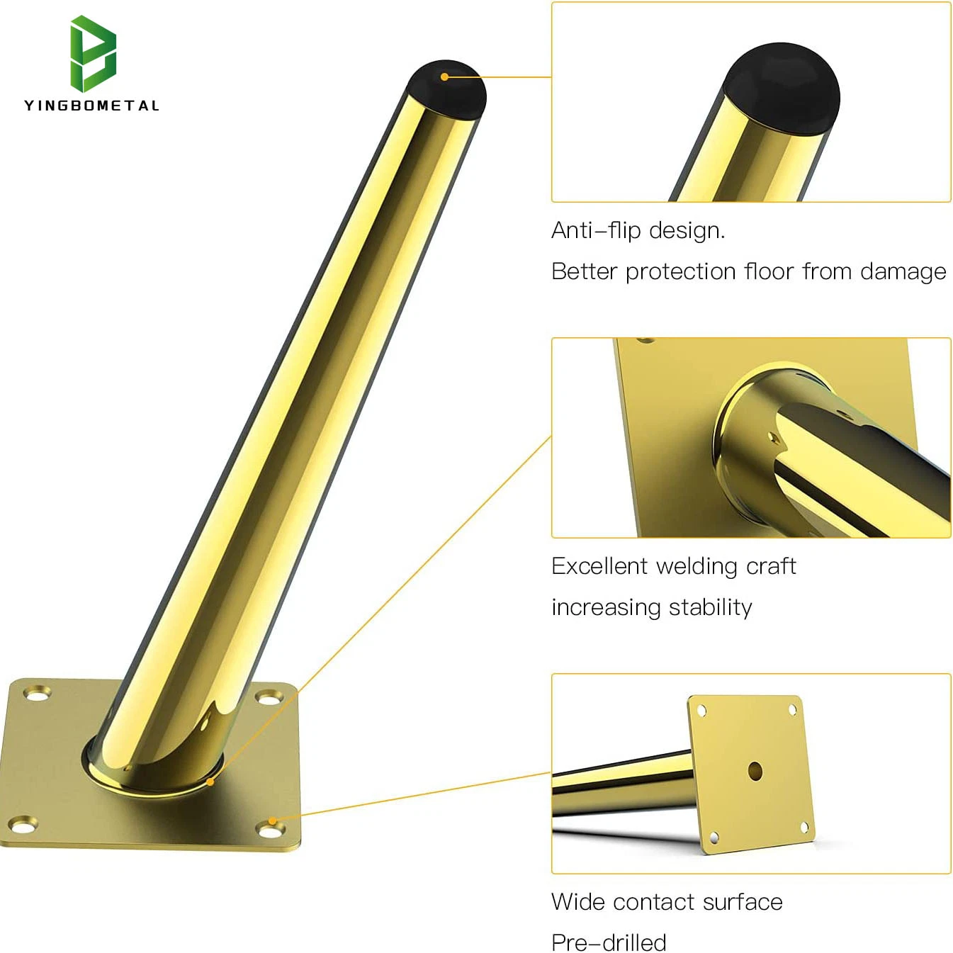 Preço barato Custom Golden Iron aço inoxidável Metal mobiliário hardware Acessórios de peças