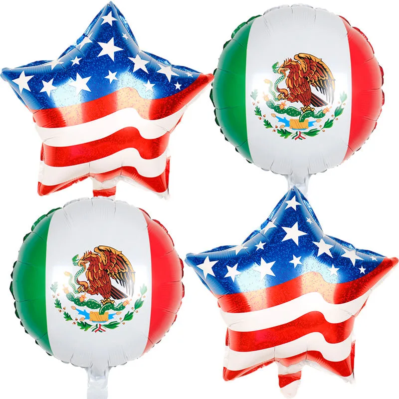 18inch National Flag Foil Balloons American Mexican Flag Helium Globos Independence Day Party Decor National Celebration balloon