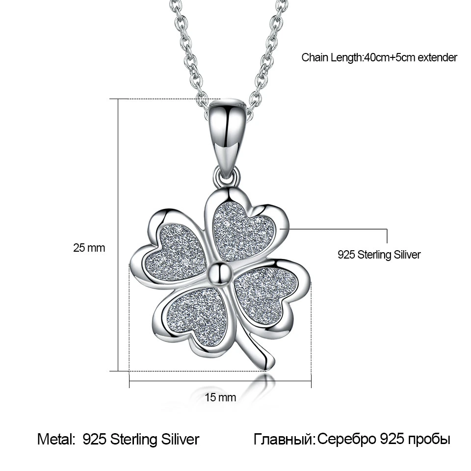 925 Sterling Silver Chain Lucky Four Leaf Clover Pendants Jewellery