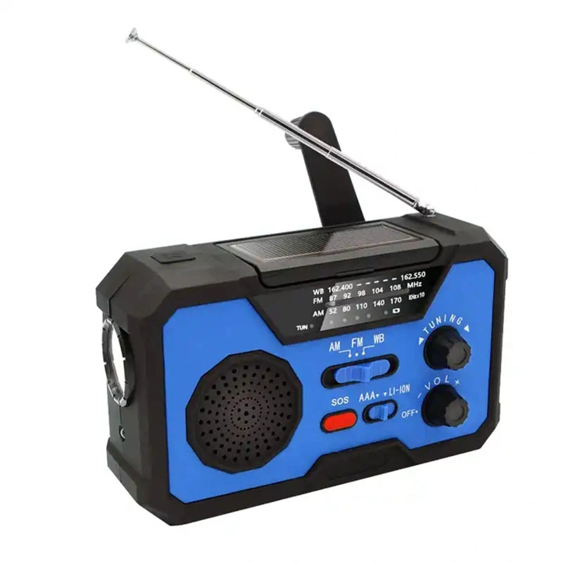 Portátil multifuncional Solar Powered mano manivela Radio Pronóstico del tiempo supervivencia Kit de radio