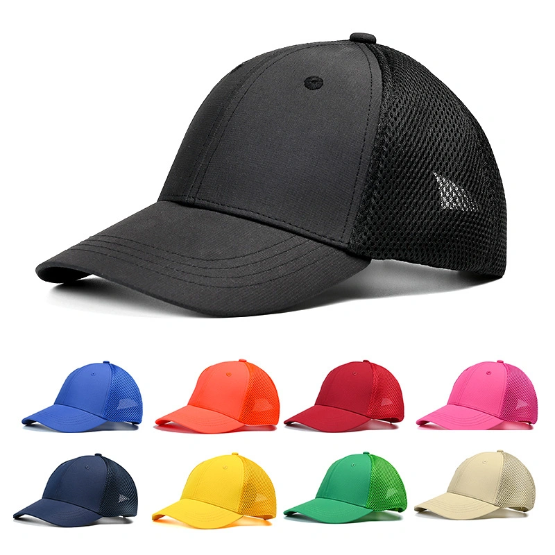 Hat Unisex Summer High-Quality Solid-Color Mesh Peaked Cap Breathable Mesh Sunscreen Cap Logo Embroidery Blank Baseball Cap