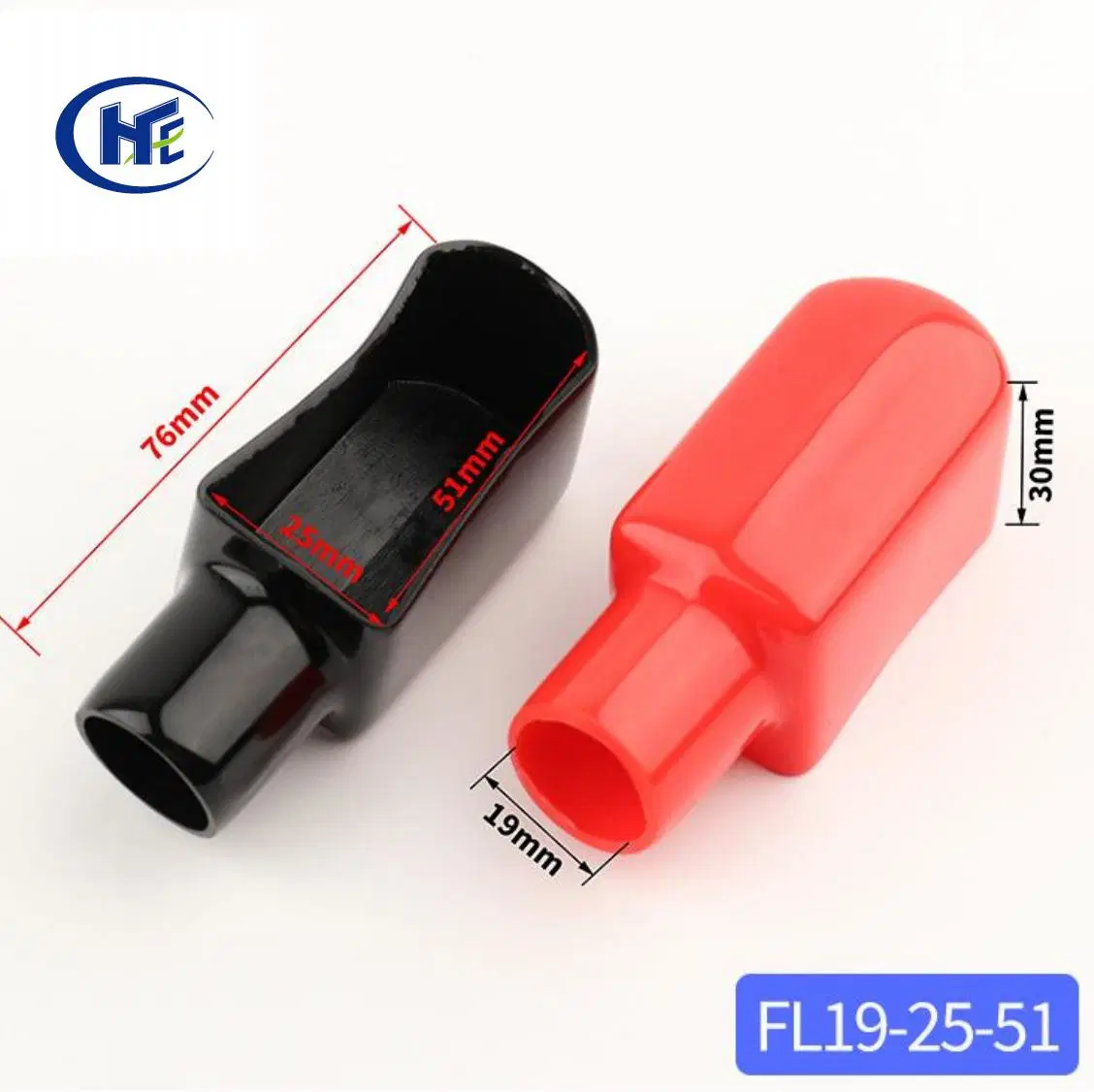 طرف الكابل المطاطي لغطاء واقي البطارية PVC الأسود المرن الأحمر صندوق التحميل التمهيدي الطرفي البلاستيكي العازل FL19-25-51