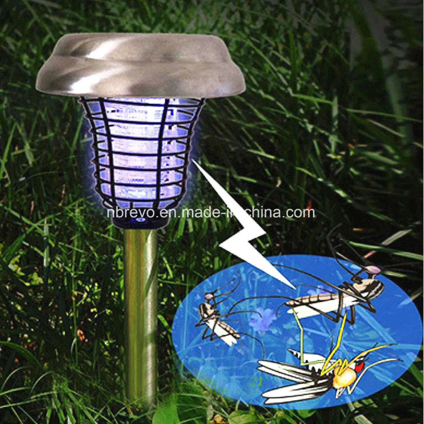 Stainless Steel Solar LED UV Mosquito Killer Light (RS502S)