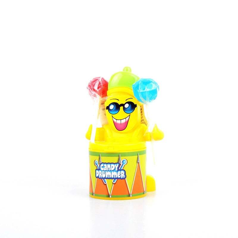 Comercio al por mayor de caramelos de OEM personalizadas para niños juguetes coloridos aperitivos Halal dulce sabor de la fruta de felpa de dibujos animados de caramelos de juguete Lollipop