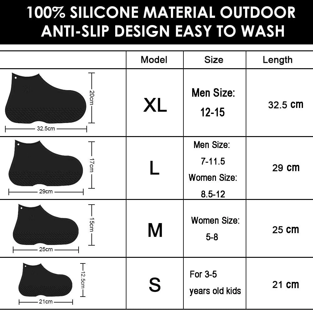 No-Slip Silicone Rubber Shoe Protector Reusable Silicone Waterproof Shoe Covers for Multiple Resistance and Use