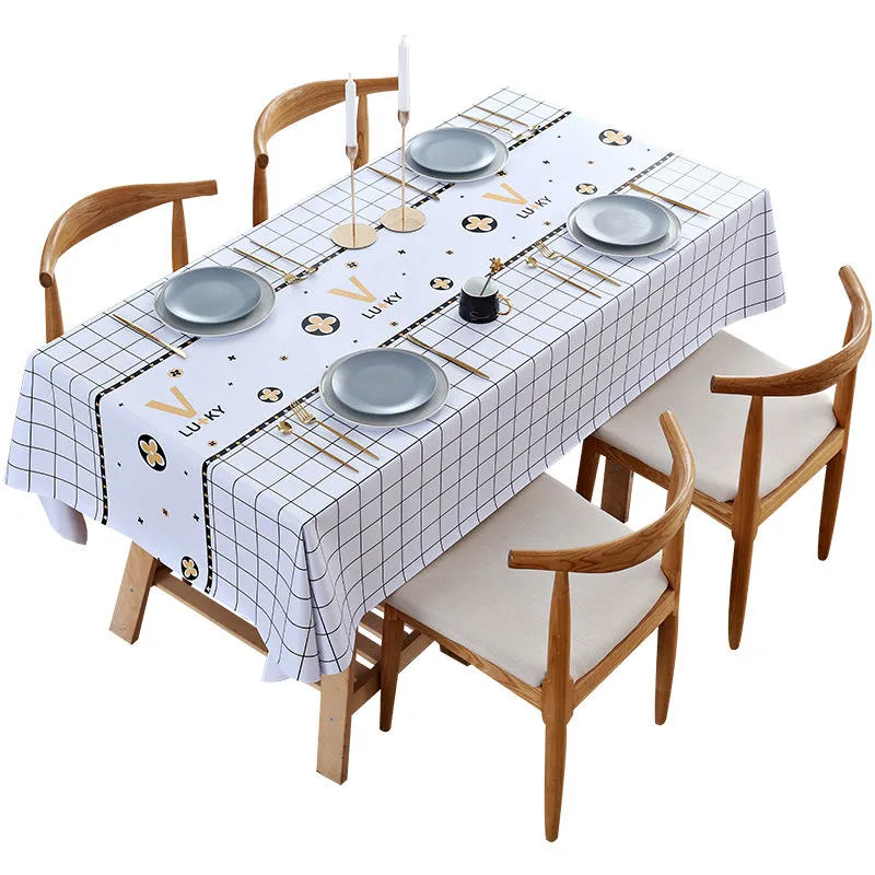 Cartoon PVC Table Cloth Roll Tablecloth Waterproof Block Print Table Cloth for Home Party Hotel